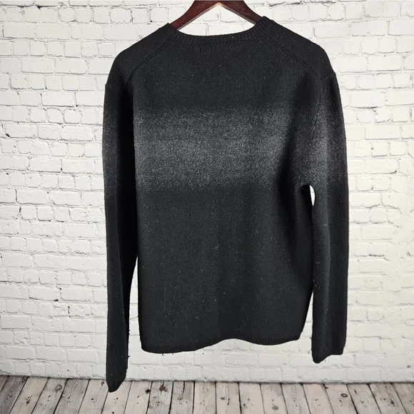 Banana Republic 100% Merino Wool Sweater Men L Black Crewneck Pullover - Picture 5 of 5